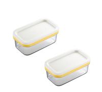 Beurrier En Plastique De Coupe Récipient Boîte à Beurre Avec Couvercle Et Filet Récipient à Beurre Transparent 2 En 1 Boîte à Beurre Avec Coupe-trancheuse Récipient à Fromage (2 Pièces)