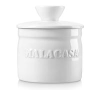 Beurrier en porcelaine, beurrier avec couvercle, pot à beurre français avec ligne d'eau, blanc