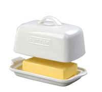Beurrier en porcelaine, Récipient à beurre pour plan de travail, Rangement beurre, JSHKY - Blanc.