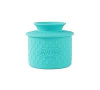 Beurrier en silicone avec couvercle, beurrier français avec ligne d'eau, gardien de beurre pour comptoir (bleu)