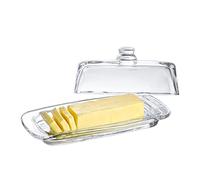 Beurrier en verre artistique de 20,3 cm avec couvercle, récipient à beurre classique en 2 pièces pour comptoir, plateau à dessert, bol à dessert, passe au lave-vaisselle