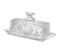 Beurrier en verre avec couvercle, élégant design en relief, récipient transparent for conserver les aliments, idéal for la cuisine et les fêtes
