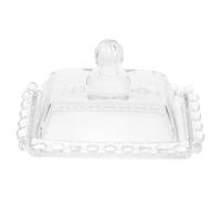 Beurrier en Verre avec Couvercle, Mini Plat Transparent Perlé | Plat avec Couvercle, Verre Classique Élégant, pour Table du Dîner et Noël