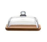 Beurrier en verre avec couvercle, plat à fromage en forme de dôme transparent avec poignée, grand récipient à beurre avec couvercle pour table, comptoir de cuisine, réfrigérateur