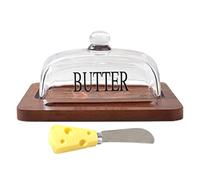 Beurrier En Verre Avec - High-performance Couvercle , Functional, Ergonomic, Porte Beurre, Cloche Dôme À Fromage, Assiette Gâteau Plateau Beurriers Pour | Multipurpose Outdoor Indoor Utility