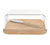 Pebbly Set beurrier en verre et bambou avec couteau à beurre – Naturel Couleur vive