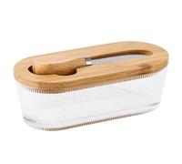 Beurrier En Verre - Boîte De Conservation Du Fromage 300 Ml, Récipient Alimentaire Avec Couvercle Et Grattoir, Pot De Conservation Design Transparent Fermeture Sécurisée | Peut Pour Le Pique-nique De