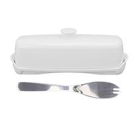 Beurrier Extra Large avec Couvercle et Couteau, Porte-beurre Magnétique, Pelle Facile, Plastique, Passe au Lave-vaisselle(Blanc)