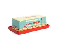 Beurrier - Fisura - Beurrier original vintage. Beurrier en céramique. Plateau de beurre avec impression de mesures. 18 x 9,5 x 6