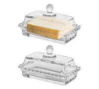 Beurrier hermétique avec couvercle pour comptoir et étagère de porte de réfrigérateur, beurrier (transparent, verre)