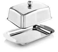 Beurrier inox, Beurrier avec Couvercle et Poignée, Boite a Beurre, pour Motte de Beurre de 250g, Pour Restaurant à la Maison, 18 x 12 x 9.9 cm