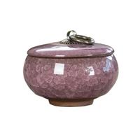 Beurrier Mini boîte à thé créative en céramique craquelée, pot de rangement portable avec couvercle, boîte de rangement for cosmétiques et bijoux, cadeau, décoration d'intérieur(Pink)