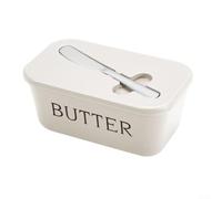 Beurrier multifonction avec couvercle et rainure de spatule intégrée pour un rangement soigné du beurre, du fromage et des petits articles de cuisine, design pratique (blanc)