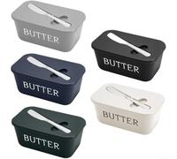 Beurrier multifonction avec spatule intégrée et couvercle pour le stockage du fromage et la cuisine (noir)