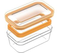 Beurrier Plastique Transparent Beurriers Design 250g Beurrier Qui Ferme Boite a Beurre pour Frigo Boîte à Beurre avec Couvercle Récipient Nettoyage Facile, Lavable au Lave-Vaisselle