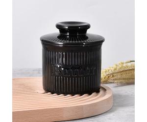 Beurrier porcelaine, Beurrier en porcelaine, Pot à beurre avec couvercle, Beurrier a eau, Conteneur à beurre gaufré pour beurre mou
