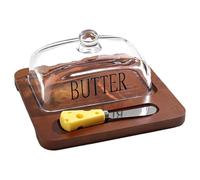 Beurrier - Porte-beurre en verre - Cloche en verre - Porte-beurre avec couvercle - Récipient de rangement pour le beurre - Plateau à beurre pour la maison, la cuisine, le restaurant - Récipient à