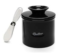 Beurrier Pot à beurre for comptoir avec couteau Beurre tartiner la demande en céramique de style cloche Beurrier couvercle(Red)