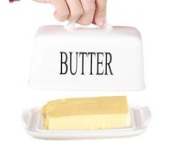 Beurrier rectangulaire en céramique avec fond et couvercle antidérapants, 16, 5 x 10 x 10 cm, couvercle anti-poussière pour réfrigérateur de comptoir, accessoires de cuisine