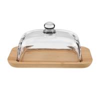 Beurrier Rectangulaire en Verre avec Couvercle en Bois, Élégant