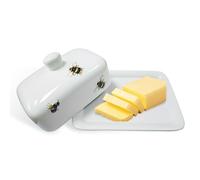 Beurrier,RoadLoo 1 pièce Beurrier Céramique Beurrier Porcelaine Beurrier avec poignée Beurrier Abeille Blanc en Céramique Paroi Epaisse Beurrier Céramique Lavable au Lave-Vaisselle