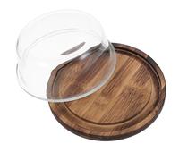 Beurrier Rond Couvert en Verre et Bois, Présentation Claire | Couvercle Dôme Transparent, Protège des Odeurs du Réfrigérateur, pour Fromages, Pâtisseries, Tables Formelles