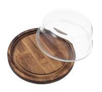 Beurrier Rond en Verre avec Couvercle, Base Bois, pour Table | Cloche Transparente, Protège des Odeurs du Réfrigérateur, pour Fromage et Cupcakes, Service Élégant