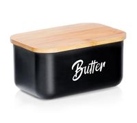 Beurrier - Vilde - Acier Noir - Couvercle Bambou - Forme Classique