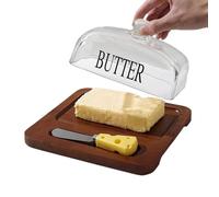 Beurriers - Beurrier Avec Couvercle Et Couteau | Plateau À Beurre En Verre Et Bois | Conservation Fraîche Service Petit-Déjeuner Cuisine Table Pique-Nique Café Boulangerie Buffet