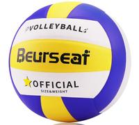Beurseaf Ballon de Volley, Taille Officielle 5 Beach Volleyball, Soft Touch Volley Ball, pour Intérieur/Extérieur (Bleu/Jaune)