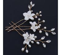 Beusoulover Lot de 3 accessoires de cheveux de mariée en cristal faits à la main avec strass pour femmes, filles, demoiselles d'honneur (fil doré céramique)