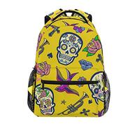 BEUSS Art De La Musique Du Crâne Jaune Cartable Sac à Dos Ecole étudiant Scolaire d'ordinateur pour Voyage Ados Filles Garçons Enfant