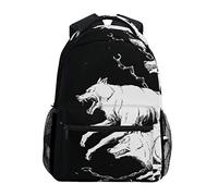BEUSS Art Des Loups Blancs Noirs Cartable Sac à Dos Ecole étudiant Scolaire d'ordinateur pour Voyage Ados Filles Garçons Enfant