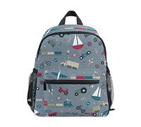 BEUSS Gris De Dessin Animé Véhicule Train Sac à Dos Enfant d'École Maternelle Tout-Petit Préscolaire Étudiant Scolaire Cartable pour Les d'Âge La Âgés 1 6 Ans Garçons Filles, 10x4x12(in)