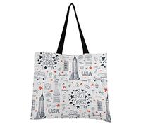 BEUSS USA Voiture Blanche New York Sac à Courses Sac à épicerie Pliable Sac à Main Toile réutilisable fourre-Tout pour Voyage Femmes Filles