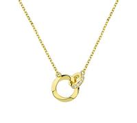 Beutirer Collier Femme Or, Plaqué Or Double Cercles Pendentif Collier, 5A Zircone Personnalisé Collier Argent, Anniversaire Mariage Fête des Mères Cadeau pour Maman Épouse Fille Meilleure Amie Soeur