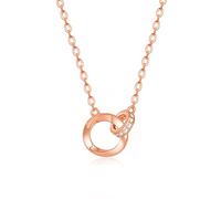 Beutirer Collier Femme Or Rose, Plaqué Or Rose Double Cercles Pendentif Collier, 5A Zircone Personnalisé Collier Argent, Anniversaire Fête des Mères Cadeau pour Maman Épouse Fille Meilleure Amie Soeur