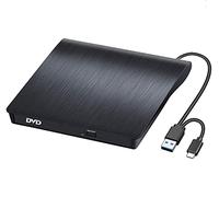 BEVA Lecteur CD/DVD Externe USB 3.0 et Type C Portable CD-R/-RW Drive, Lecteur Graveur Portable CD, pour PC, Laptop, Desktops, Windows 7/8/10/11/XP/Vista/Linux et Mac OS Apple/iMac/Macbook