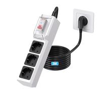 BEVA RCD Multiprise avec disjoncteur différentiel 30mA, Multiprise Parafoudre 3 Prises avec disjoncteur de Protection (4000W/16A) + Câble 3M, pour appareils électroménagers, Outils, extérieur