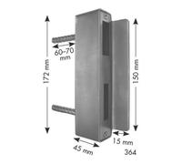 Bever & Klophaus BEVER Boîtier de serrure de porte 364 365 P avec serrure zinguée, PZ D60, E72, VK8, 28, 5 pans Quantité:1