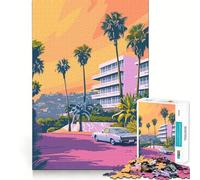 Beverly Hills Vaporwave Puzzle pour adulte, 1000 pièces, coupe fine, entraînement cérébral, amusement, décélération, amusement, jeu d'art d'anniversaire (38 x 52 cm)