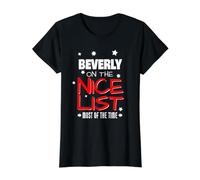Beverly on The Nice List Nom de Noël Amusant Beverly T-Shirt Graphique avec Valeur, Femme, Noir, L