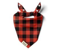 BeverlyPaws Bandana à clipser pour chien et chat de petite, moyenne et grande taille - Mouchoir réglable pour fille et garçon, vêtements et accessoires amusants pour chiots (rouge N noir, taille M)