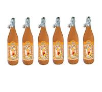 Bevida Sciroppo di Pesca Lot de 6 bouteilles en verre pour sirop de pêche 1 l Idéal pour les boissons, la glace et la boue