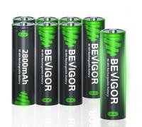 BEVIGOR 8 Piles Rechargeables AA 2800mAh 1.2V NiMH, Haute Capacité, Préchargées