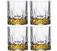 BEVKAF Lot de 4 verres à whisky en cristal soufflé à la main, sans plomb, parfaits pour scotch, bourbon, manhattans, cocktails à l'ancienne, (300 ml)