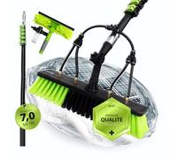 bevo - Brosse de Lavage télescopique 4 en 1 de 7,2 m pour photovoltaïque, fenêtre, Camping-Car et Toit - Barre télescopique et Brosse télescopique Kit de Nettoyage avec raccord d'eau, Brosse de