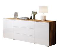Bevrato 150 Commode avec 3 tiroirs et 2 portes, buffet, buffet, largeur : 150 x 68 x 39 cm, haut et multi-usages pour salon (blanc brillant)