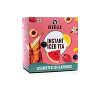 Bevzilla Thé glacé en poudre assorties, 10 saveurs, infusion à froid, fort et très aromatique, sans ingrédients artificiels, 30 calories en poudre de thé glacé instantané, 30 g par sachet x 10