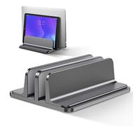 Bewahly Double Support Ordinateur Portable Vertical, Support PC Portable en Aluminium Réglable Bureau Laptop Stand pour MacBook Pro/Air, iPad, Surface, HP, Lenovo, Tablette et Autre Laptops - Gris